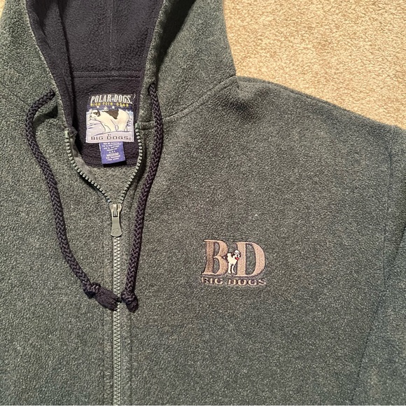 Big Dogs Polar Dogs High Tech Gear dark teal fleece hooded jacket medium - Picture 2 of 7